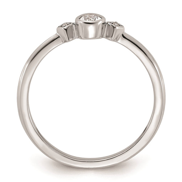 Exclusive 14K White Gold Petite 3-Stone Pear Diamond Engagement Ring - 1/15 Carat
