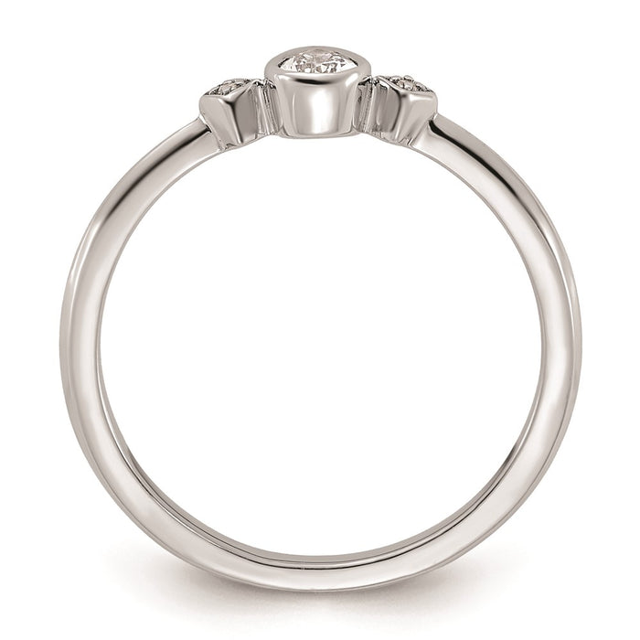 Exclusive 14K White Gold Petite 3-Stone Pear Diamond Engagement Ring - 1/15 Carat-2