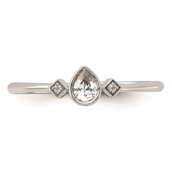 Exclusive 14K White Gold Petite 3-Stone Pear Diamond Engagement Ring - 1/15 Carat-4