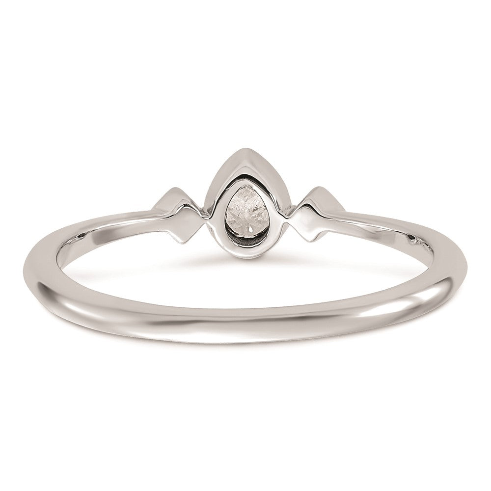 Exclusive 14K White Gold Petite 3-Stone Pear Diamond Engagement Ring - 1/15 Carat