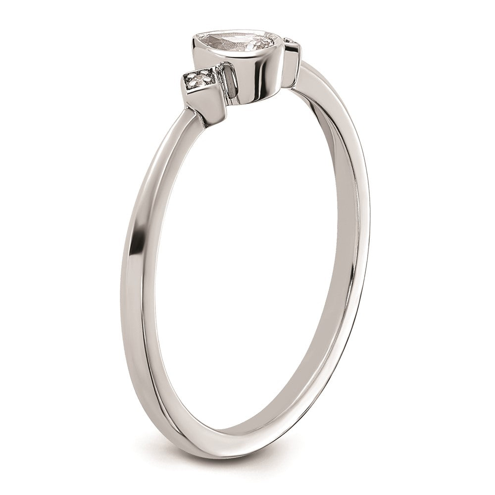 Exclusive 14K White Gold Petite 3-Stone Pear Diamond Engagement Ring - 1/15 Carat