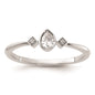 Exclusive 14K White Gold Petite 3-Stone Pear Diamond Engagement Ring - 1/15 Carat-2