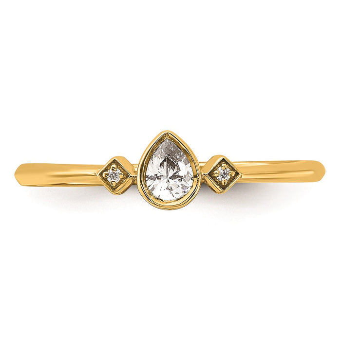 Buy Stylish 14K Gold Petite 3-Stone Pear Diamond Engagement Ring, 1/15 Carat-4