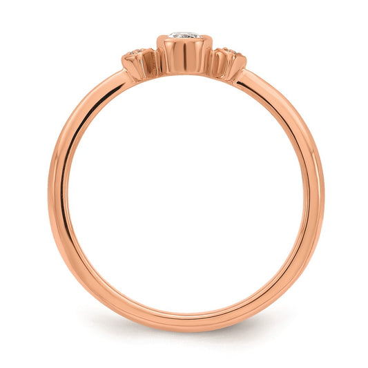 Buy Stylish 14K Rose Gold Petite 3-Stone Oval Diamond Ring - 1/15 Carat