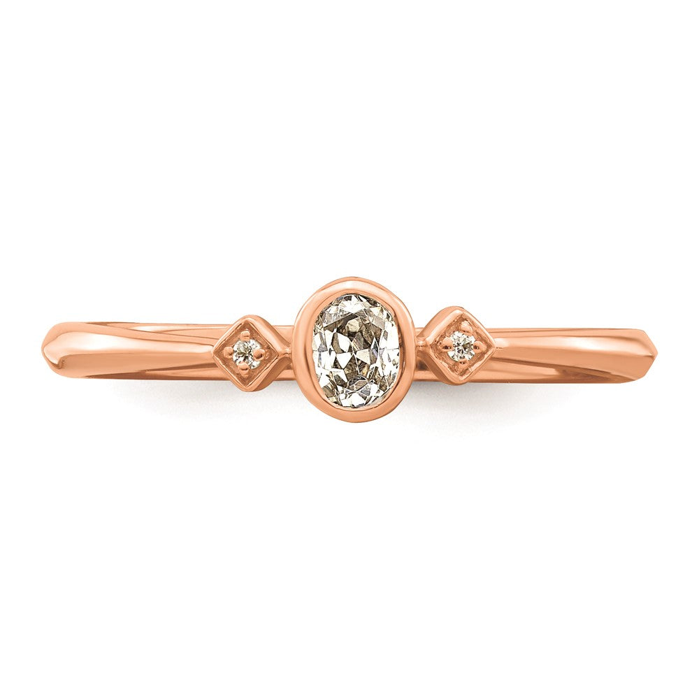 Buy Stylish 14K Rose Gold Petite 3-Stone Oval Diamond Ring - 1/15 Carat
