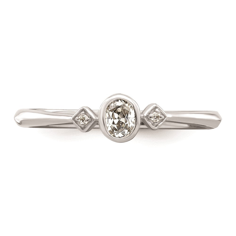 Buy Stylish 14K White Gold 3-Stone Oval Diamond Ring, 1/15 Carat Total Weight