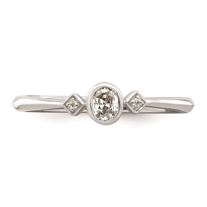 Buy Stylish 14K White Gold 3-Stone Oval Diamond Ring, 1/15 Carat Total Weight-4