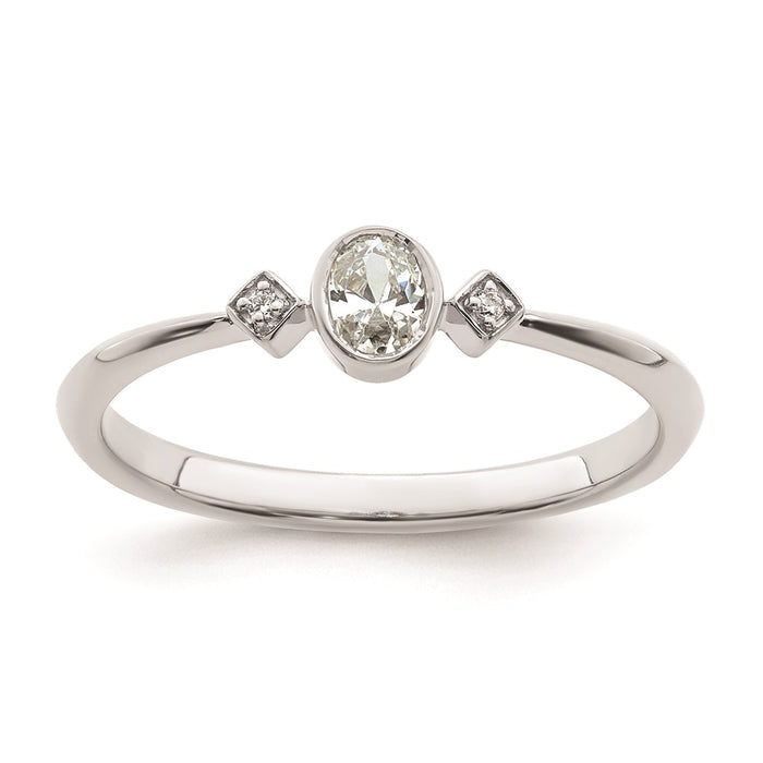 Buy Stylish 14K White Gold 3-Stone Oval Diamond Ring, 1/15 Carat Total Weight-1
