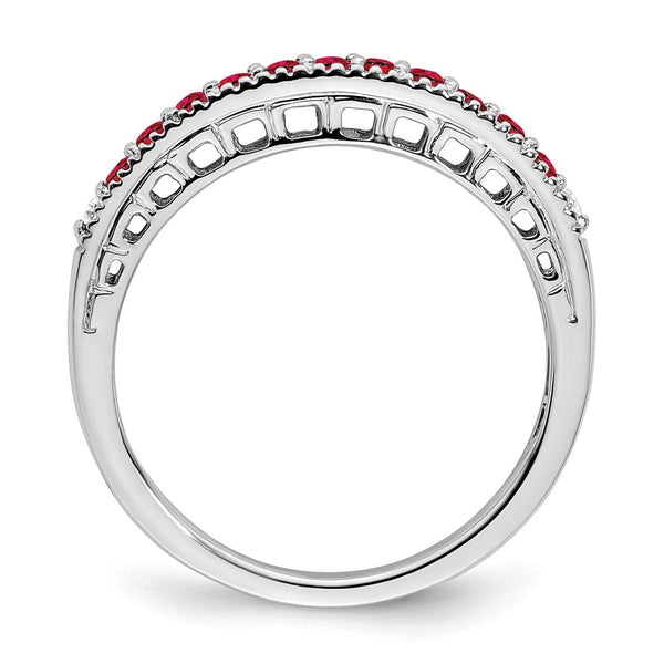 14K White Gold Ruby & Diamond Eternity Band - Style GR1-1019407