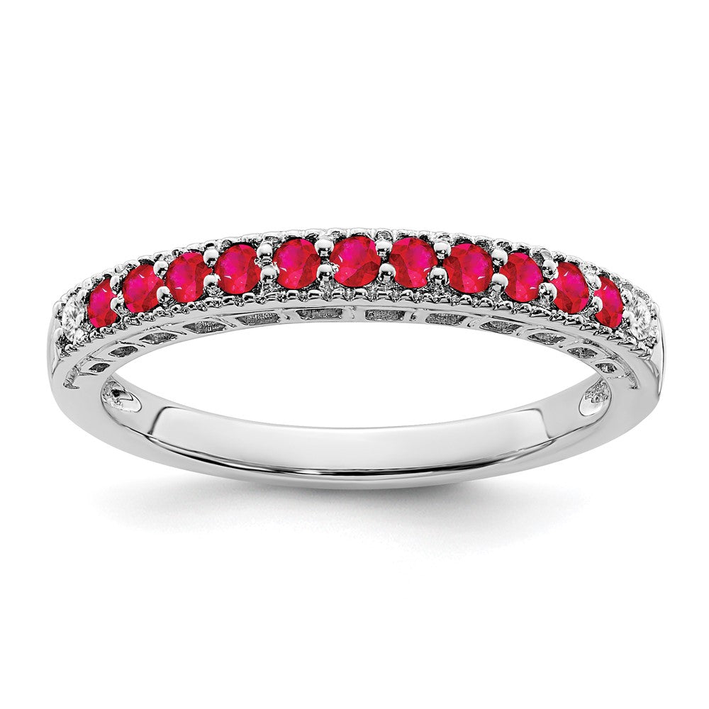 Buy Exclusive 14K White Gold Ruby & Diamond Eternity Band - Stylish Value!