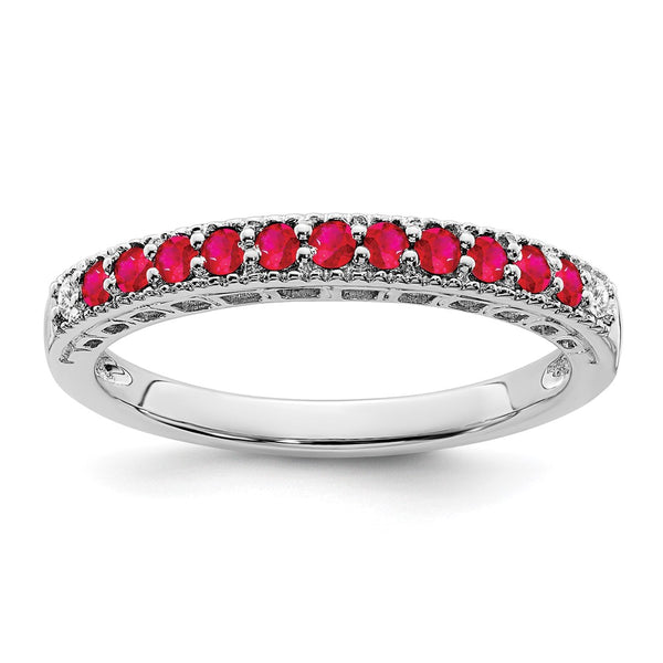 14K White Gold Ruby & Diamond Eternity Band - Style GR1-1019407