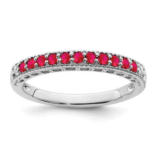 Buy Exclusive 14K White Gold Ruby & Diamond Eternity Band - Stylish Value!