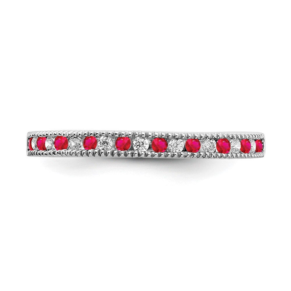 Shop 14K White Gold Ruby & Diamond Eternity Band - Stylish Luxury Ring!