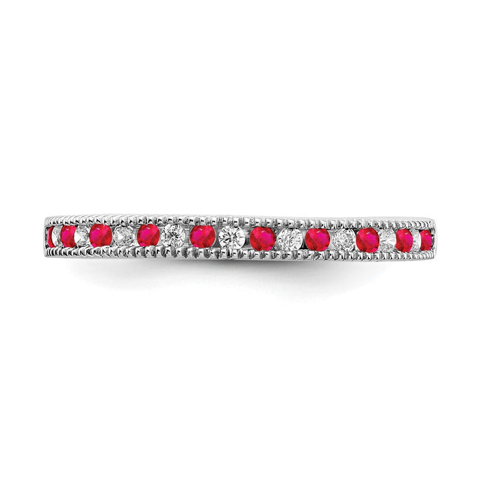 Shop 14K White Gold Ruby & Diamond Eternity Band - Stylish Luxury Ring!-5