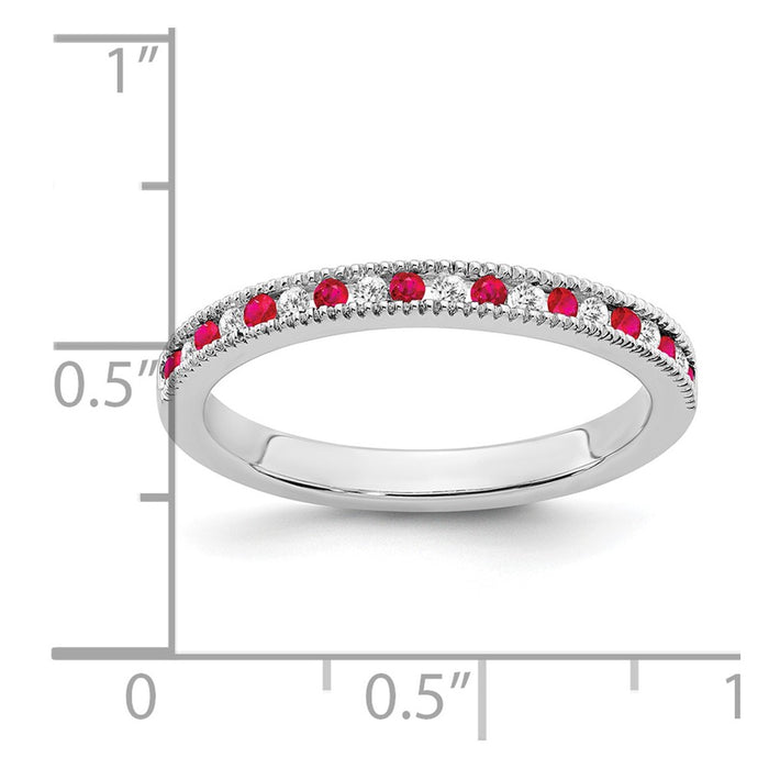 Shop 14K White Gold Ruby & Diamond Eternity Band - Stylish Luxury Ring!-3