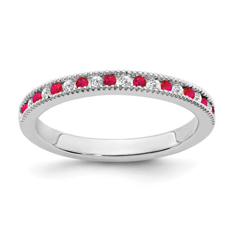 Shop 14K White Gold Ruby & Diamond Eternity Band - Stylish Luxury Ring!