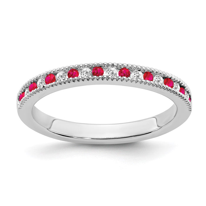 Shop 14K White Gold Ruby & Diamond Eternity Band - Stylish Luxury Ring!-1