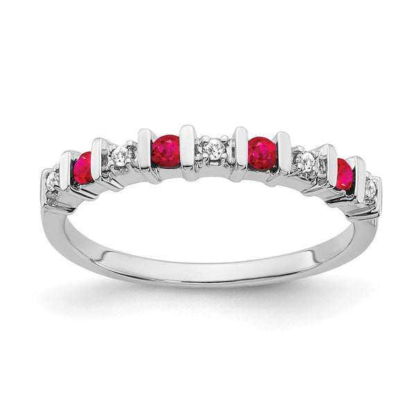 14K White Gold Ruby & Diamond Eternity Band - Style GR1-1019415