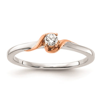 Exclusive 14K White & Rose Gold Engagement Ring | 1/10 Carat Diamond Value