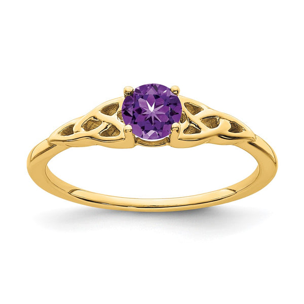 14K Gold Celtic Knot Ring with Amethyst