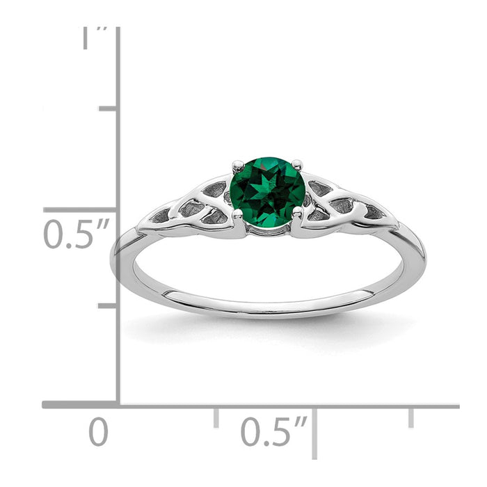 Shop Stylish 14K White Gold Celtic Knot Ring with Created Emerald - Affordable Elegance-2