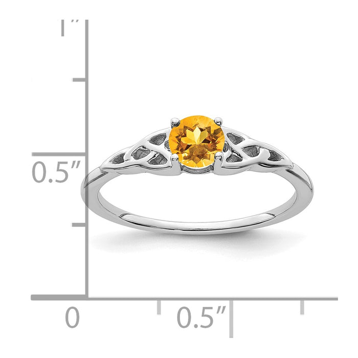 High-Quality 14K White Gold Celtic Knot Ring with Citrine - Stylish Value!-2