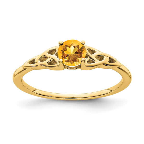 14K Gold Celtic Knot Ring with Citrine