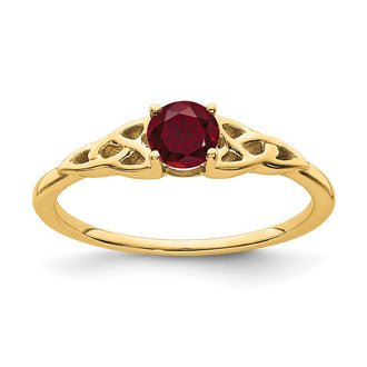 Shop Exclusive 14K Gold Celtic Knot Ring with Created Ruby | Stylish Value