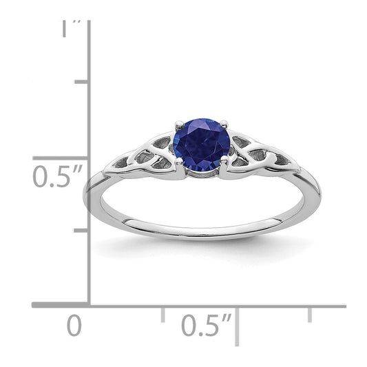 Buy 14K White Gold Celtic Knot Ring with Created Sapphire - Stylish Value!