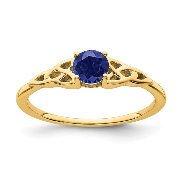 14K Gold Celtic Knot Ring with Sapphire