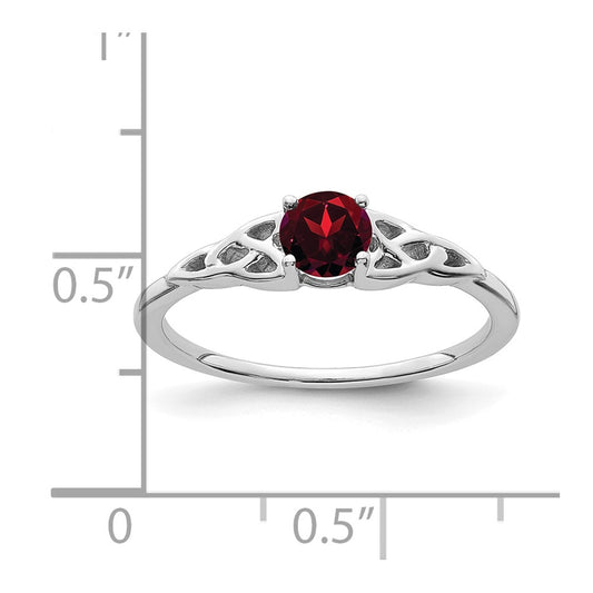 Exclusive 14K White Gold Celtic Knot Ring with Garnet Accent - Stylish Design