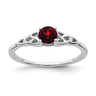 Exclusive 14K White Gold Celtic Knot Ring with Garnet Accent - Stylish Design