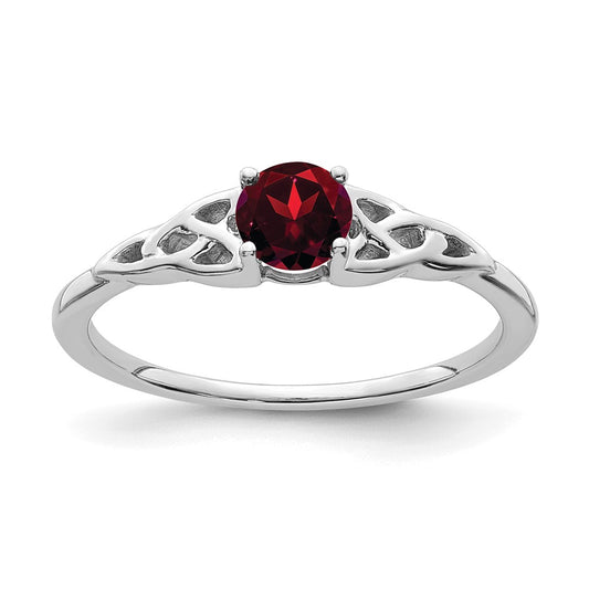 Exclusive 14K White Gold Celtic Knot Ring with Garnet Accent - Stylish Design