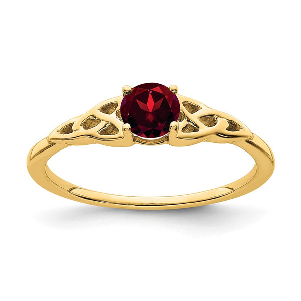 14K Gold Celtic Knot Ring with Garnet