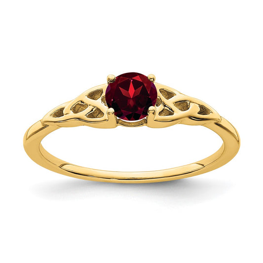 High-Quality 14K Gold Celtic Knot Ring with Garnet - Stylish Luxury!