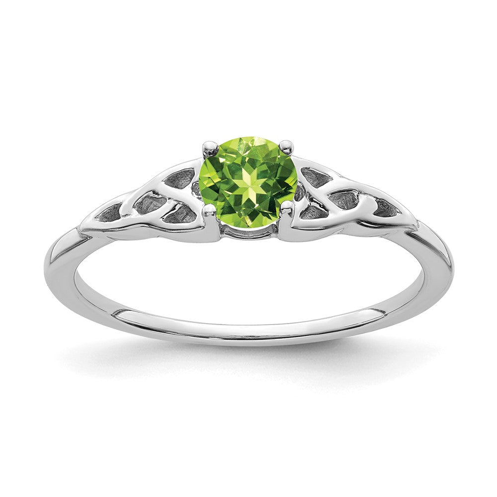 Exclusive 14K White Gold Celtic Knot Ring with 0.85 Carat Peridot - Stylish Value!