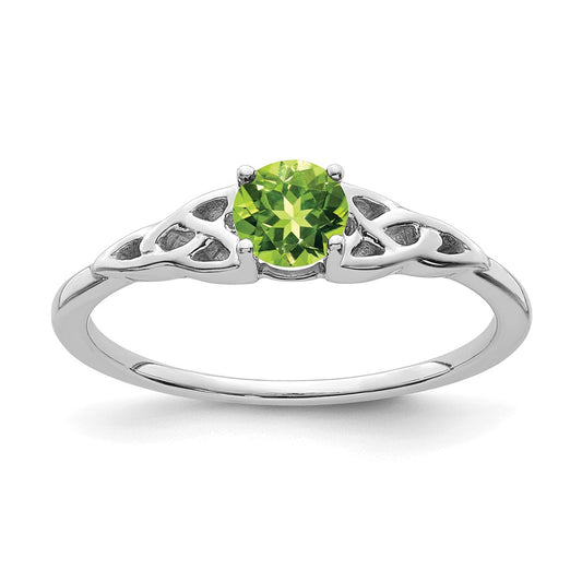 Exclusive 14K White Gold Celtic Knot Ring with 0.85 Carat Peridot - Stylish Value!