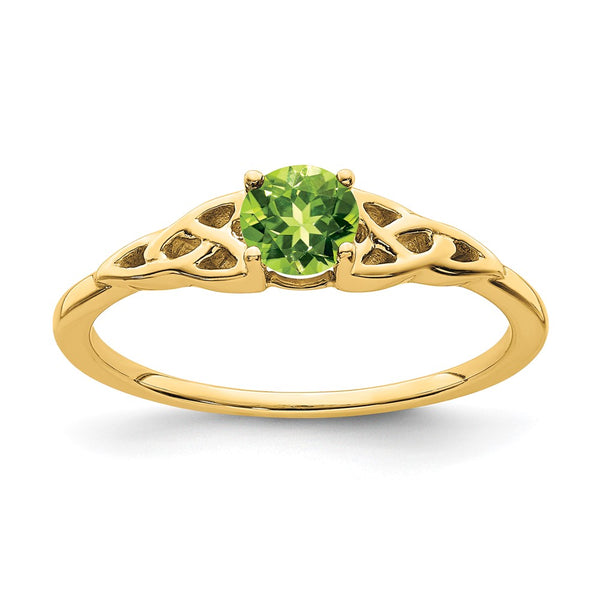 14K Gold Celtic Knot Ring with Peridot