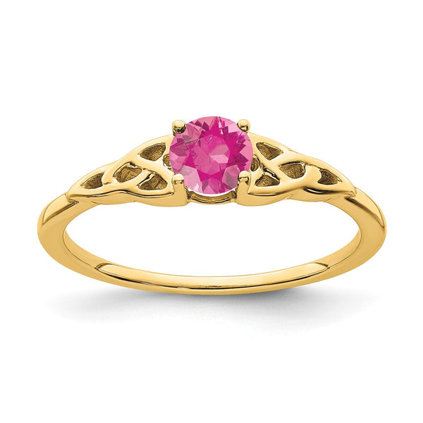 14K Rose Gold Celtic Knot Ring with Pink Tourmaline