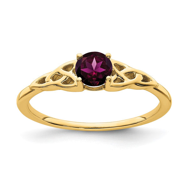 14K Gold Celtic Knot Ring with 1.5 Carat Rhodolite Garnet
