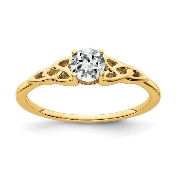14K White Gold Celtic Knot Ring with Topaz