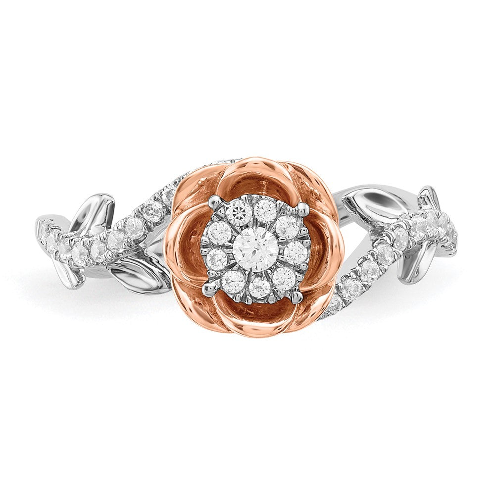 Shop Exclusive 14K Two-Tone Gold Flower Ring with 1/4 Carat Lab-Grown Diamond
