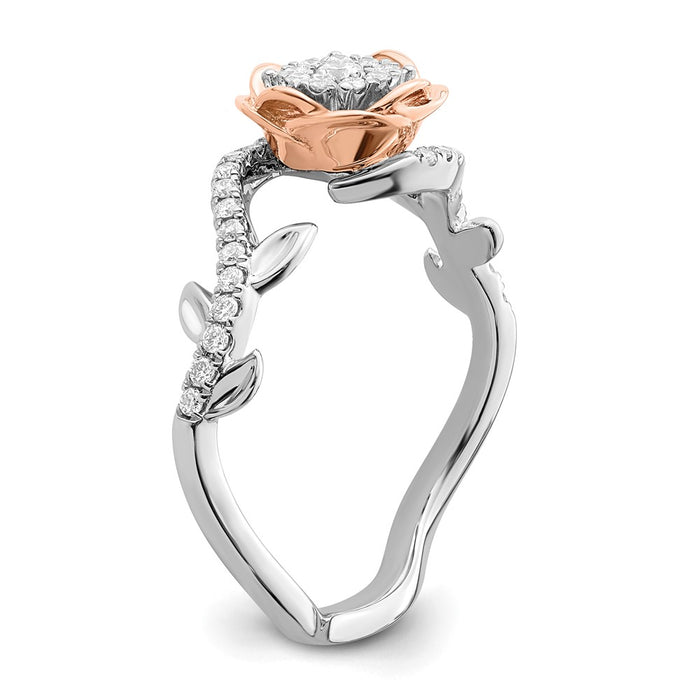 Shop Exclusive 14K Two-Tone Gold Flower Ring with 1/4 Carat Lab-Grown Diamond-6