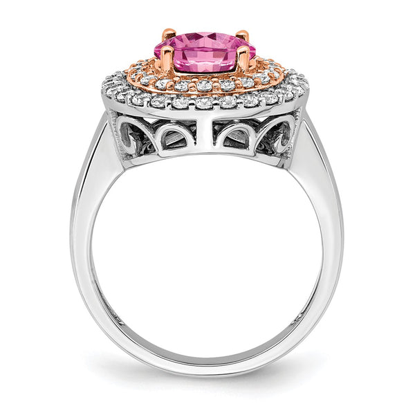 14K Two-Tone Gold Ring with 5/8 Carat Lab-Grown Diamond & Accents