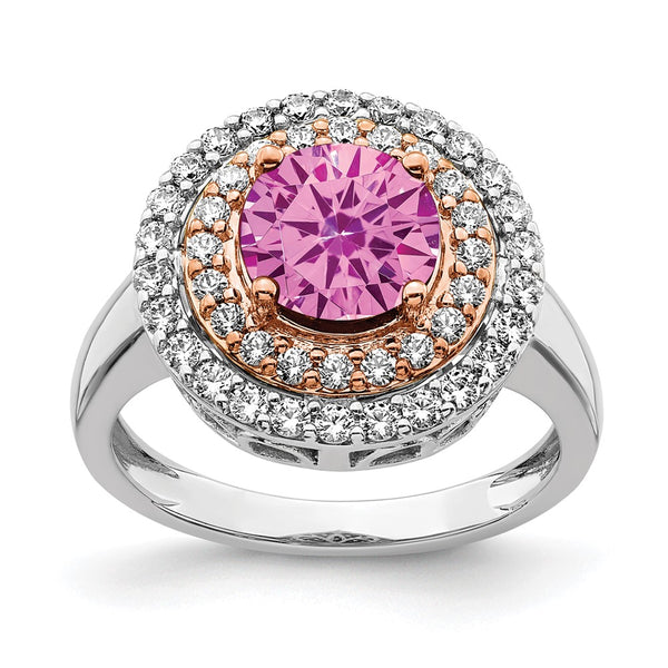 14K Two-Tone Gold Ring with 5/8 Carat Lab-Grown Diamond & Accents