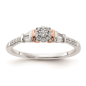 Buy Stylish 14K White & Rose Gold 1/5 Carat Diamond Cluster Ring Today!