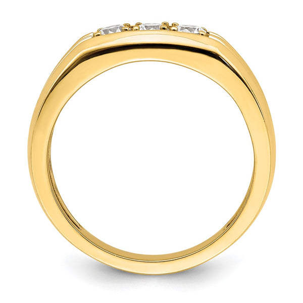 Men's 14K Gold 3-Stone Diamond Ring - 1/2 Carat
