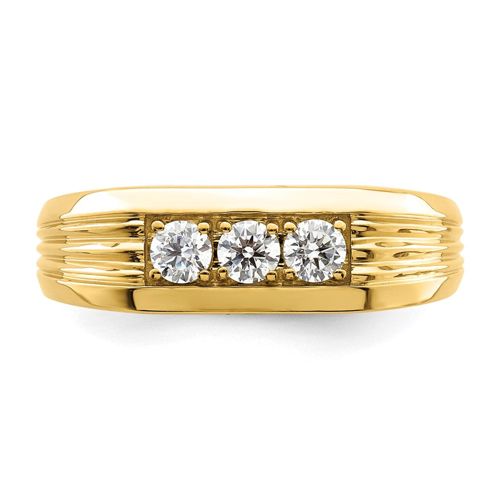 Exclusive Men's 14K Gold 3-Stone Diamond Ring - 1/2 Carat, Stylish Value