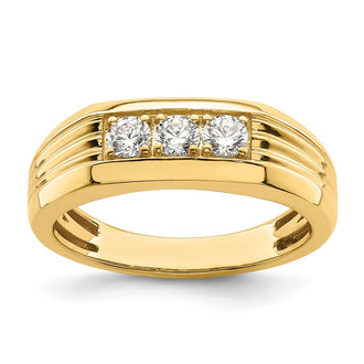 Exclusive Men's 14K Gold 3-Stone Diamond Ring - 1/2 Carat, Stylish Value
