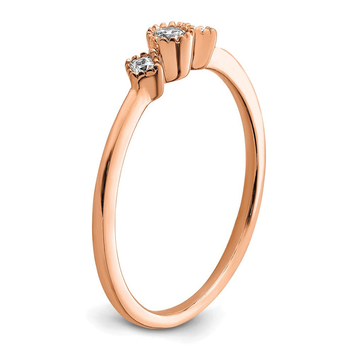 High-quality 14K Rose Gold 3-Stone Diamond Engagement Ring - Affordable Luxury-6